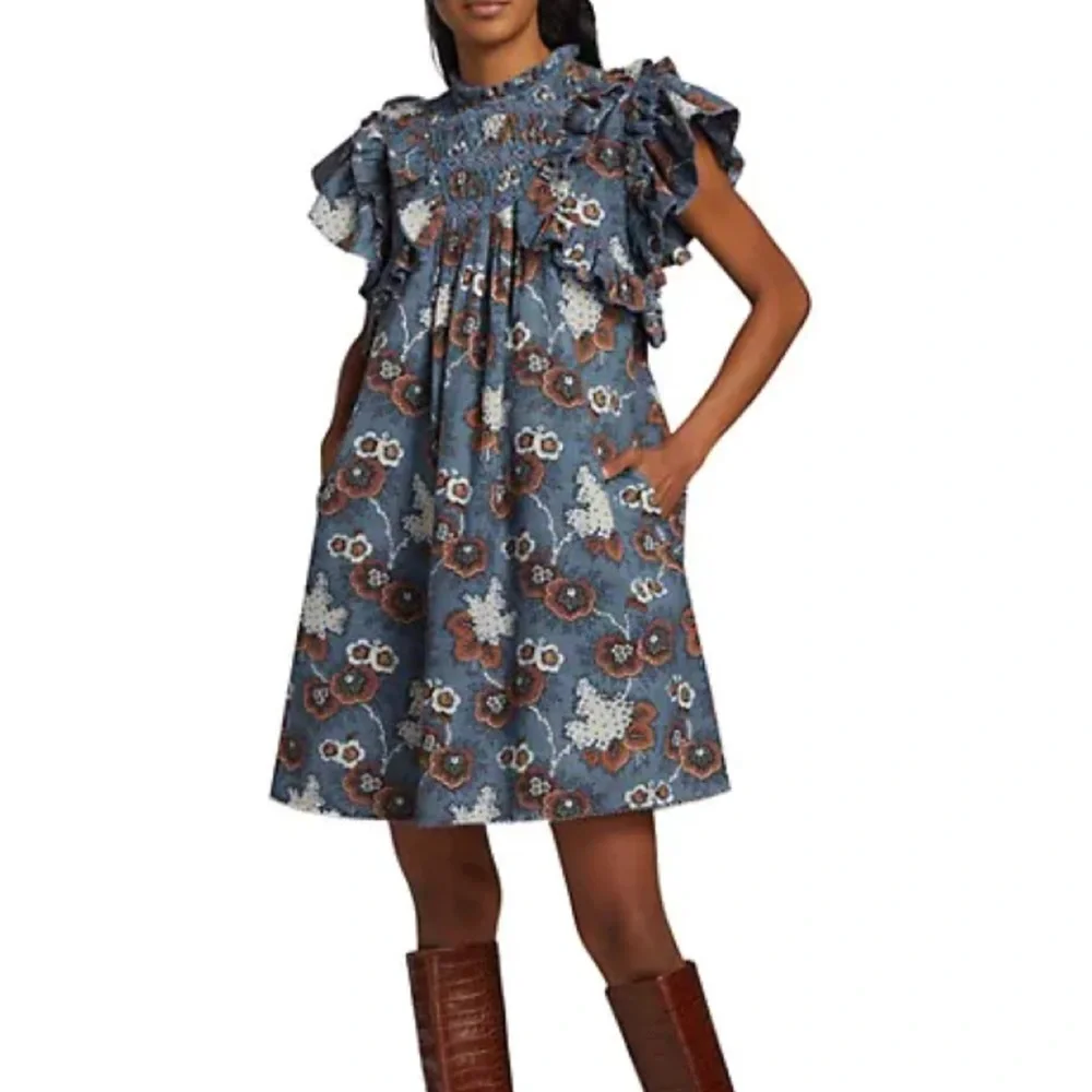 Sea New York Lucinda Seersucker Mini Dress Size S Small - Picture 2 of 11